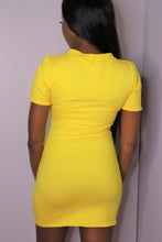 Load image into Gallery viewer, Graphic V Neck Dress Yellow
