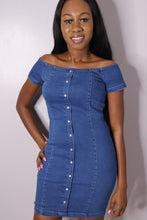 Load image into Gallery viewer, Denim Button Detail Back Zip Dress
