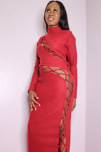 Load image into Gallery viewer, Sweater Solid Lace Up Maxi Dress
